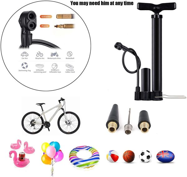 High Pressure Bike Floor Pump, Bicycle Pump, Bike Pump, 160PSI with Presta &Schrader Valves, Bike Air Pump with Ball Pump Needle, inflatable toys Nozzles for Bike Basketball - Image 3