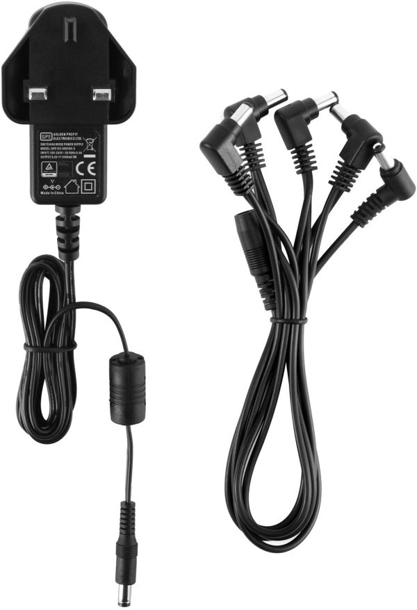 Pedal Power Supply Adapter DPA-1, Donner 9V DC 1A Tip Negative 5 Way Daisy Chain Cables for Effect Pedal - Image 3