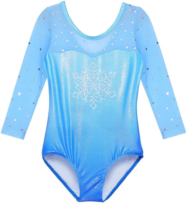 HUAANIUE 3-12Y Girl Black Gymnastics Leotard LongSleeve Teamwear Blue Dance Ballet Dress Sparkle Mystique Leotard Pink Sleeveless Sportwear Clothing