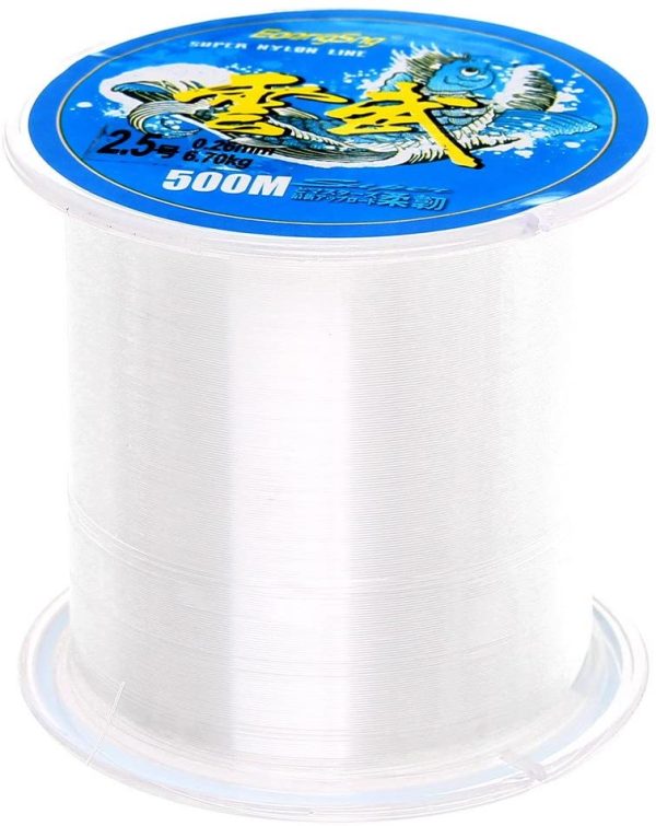 nuoshen 500 Meters Nylon Fishing Line, Sicai Monofilament Clear Nylon Fishing Line about 0.26mm in diameter Nylon Wire Fishing Line Clear - Image 2