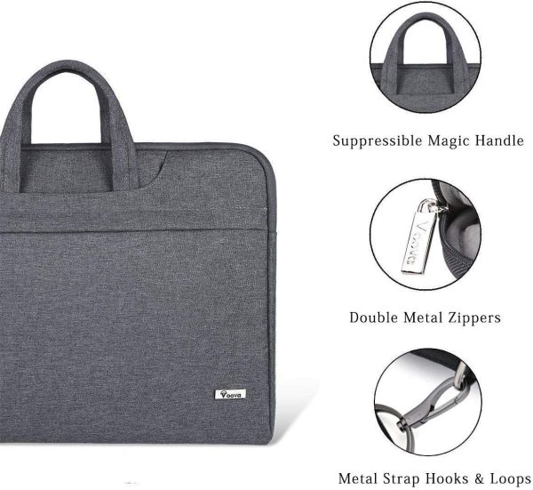 Laptop Bag 14-15.6 Inch, Waterproof Laptop Case Sleeve with Shoulder Strap, Computer Briefcase Cover Compatible with MacBook Pro 16, Dell XPS 15, Acer Asus Hp Chormebook-Grey - Image 6