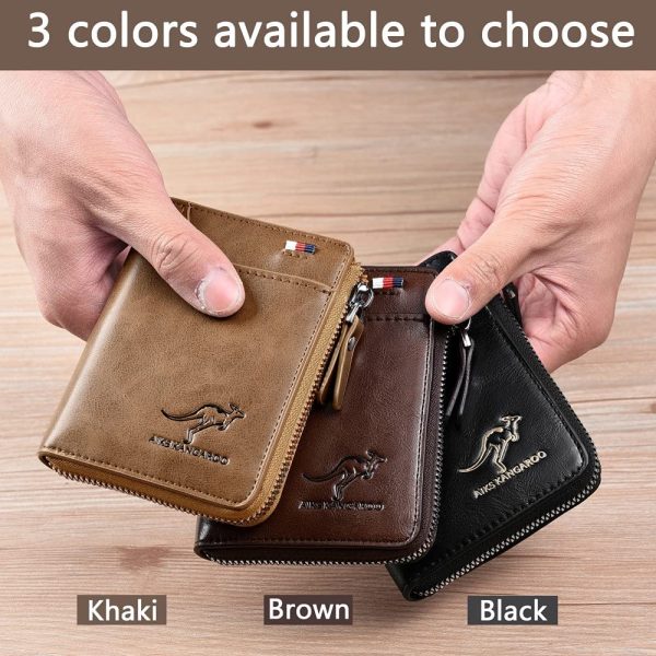 Mens Wallet, RFID Blocking Slim Flip Wallets, Credit Card Holder, Leather Zipped Wallets for Men,Holds up to 14 Cards, 1 Bank Notes,Credit Card Slots, ID Window,etc.?? - Image 2