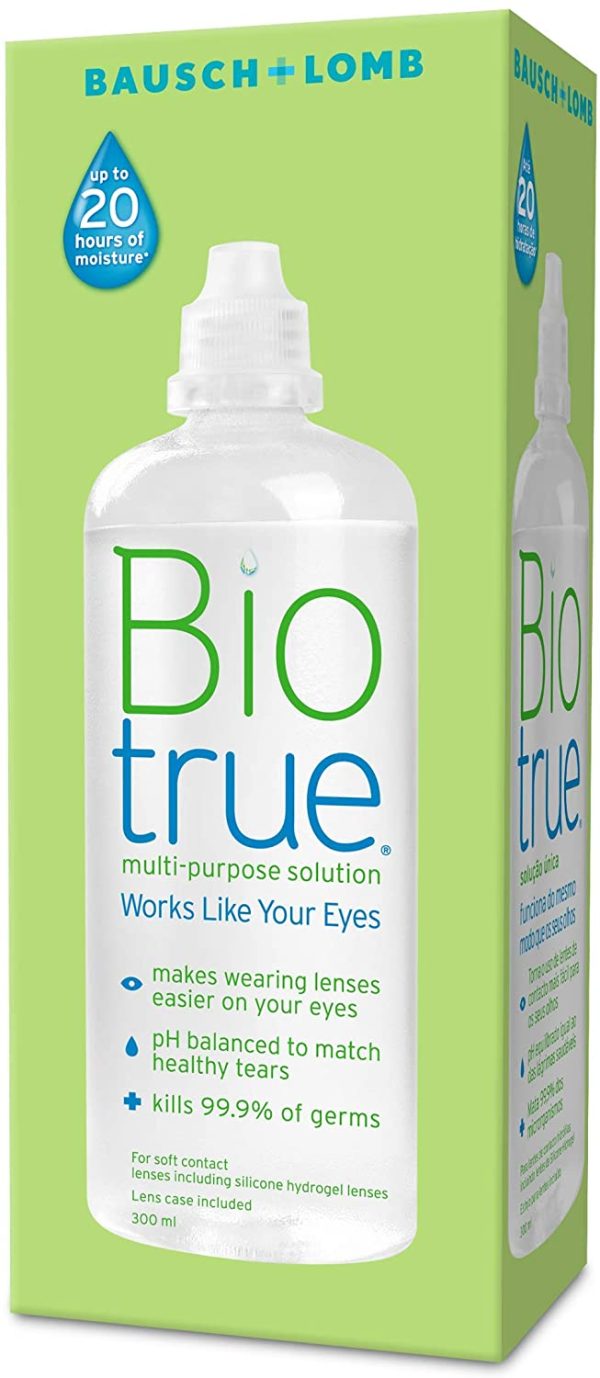 Biotrue Multi-Purpose Contact Lens Solution, 300 ml - Cushions and Rehydrates Soft Contact Lenses for Comfortable Wear - Condition, Clean, Remove Protein, Disinfect and Rinse - Includes Lens Case - Image 2