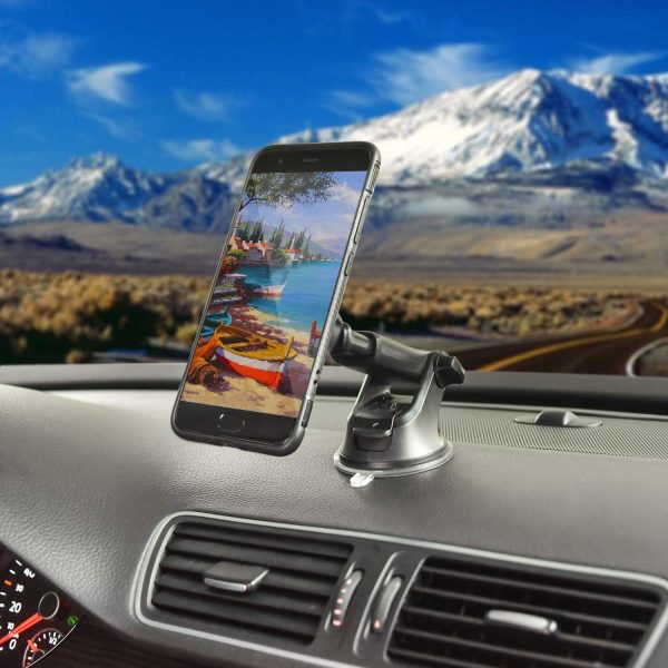 Magnetic Phone Car Mount, APPS2Car Universal Dashboard Windscreen Industrial-Strength Suction Cup Car Phone Mount Holder with Adjustable Telescopic Arm, 6 Strong Magnets for All Cell Phones - Image 2