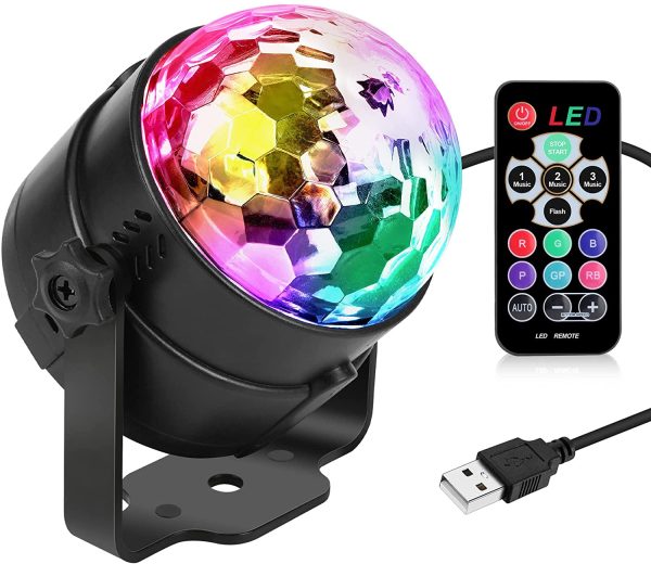 Disco Lights Disco Ball Party Lights, Sound Activated Party Lights with USB Cable, 360??Rotation Mirror Ball with Remote Control for Party Decorations Kids Birthday Family Gathering Xmas Dance - Image 2