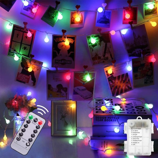 Christmas Colorful Battery Fairy Lights - 5M 50led Blub Fairy Lights with 8 Lighting Modes Waterproof Fairy Light for Christmas Tree Wedding Party Home Bedroom(Colorful) - Image 5