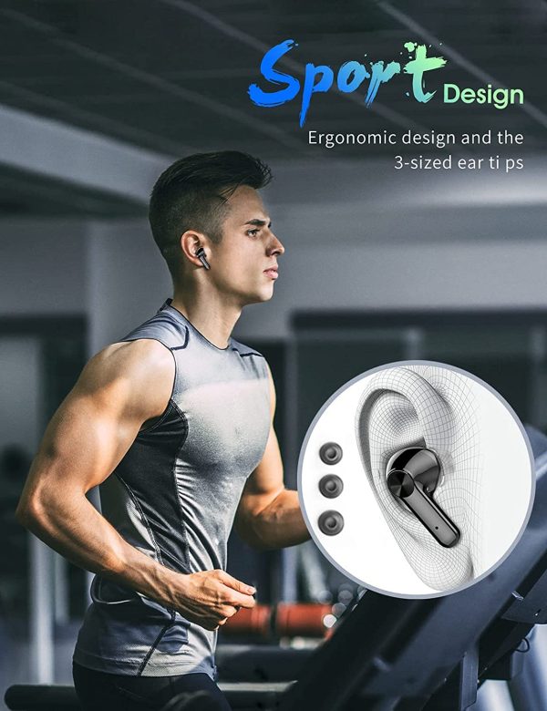 Bluetooth Headphones, Wireless Earbuds Bluetooth 5.1, Powerful Bass, 40 Hours Playtime with Charging Case, IPX7 Waterproof, Earphones Suitable for Work, Games and Sports - Image 4