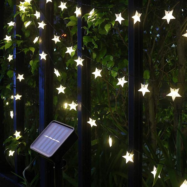 Solar String Lights, 36Ft 60 LED Solar Star String Lights Warm White Solar Powered Fairy Lights Outdoor 8 Modes Waterproof Festival Lighting for Garden Patio Yard Home Wedding Party Decoration - Image 3