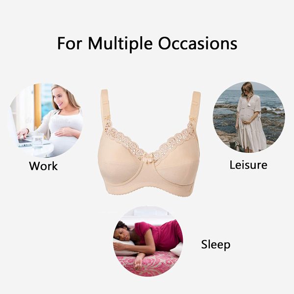 Gratlin Women's Plus Size Cotton Nursing Bra Support Wireless Breastfeeding Maternity Bras - Image 5