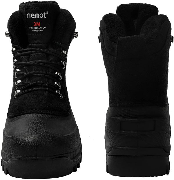 riemot Winter Waterproof Snow Boots Mens Womens,Ladies Shoes Boots for Outdoor Walking Hiking Trekking Climbing Fishing Country Mucker & Yard Boots Gardening,Fleece Lined Lace Up Ankle Support - Image 6