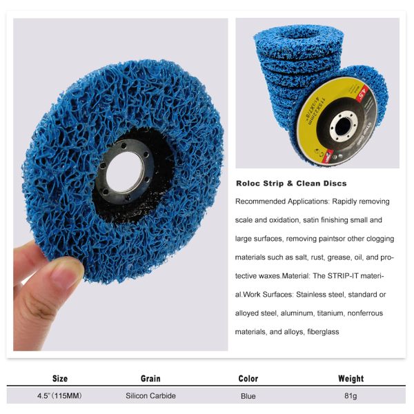 BURNTOP 6PCS Strip Discs Stripping Wheel 100mm 4inch Durable Poly Paint Removal Disc For Angle Grinder Clean and Remove Paint Coating Rust Welds Oxidation (Blue) - Image 5