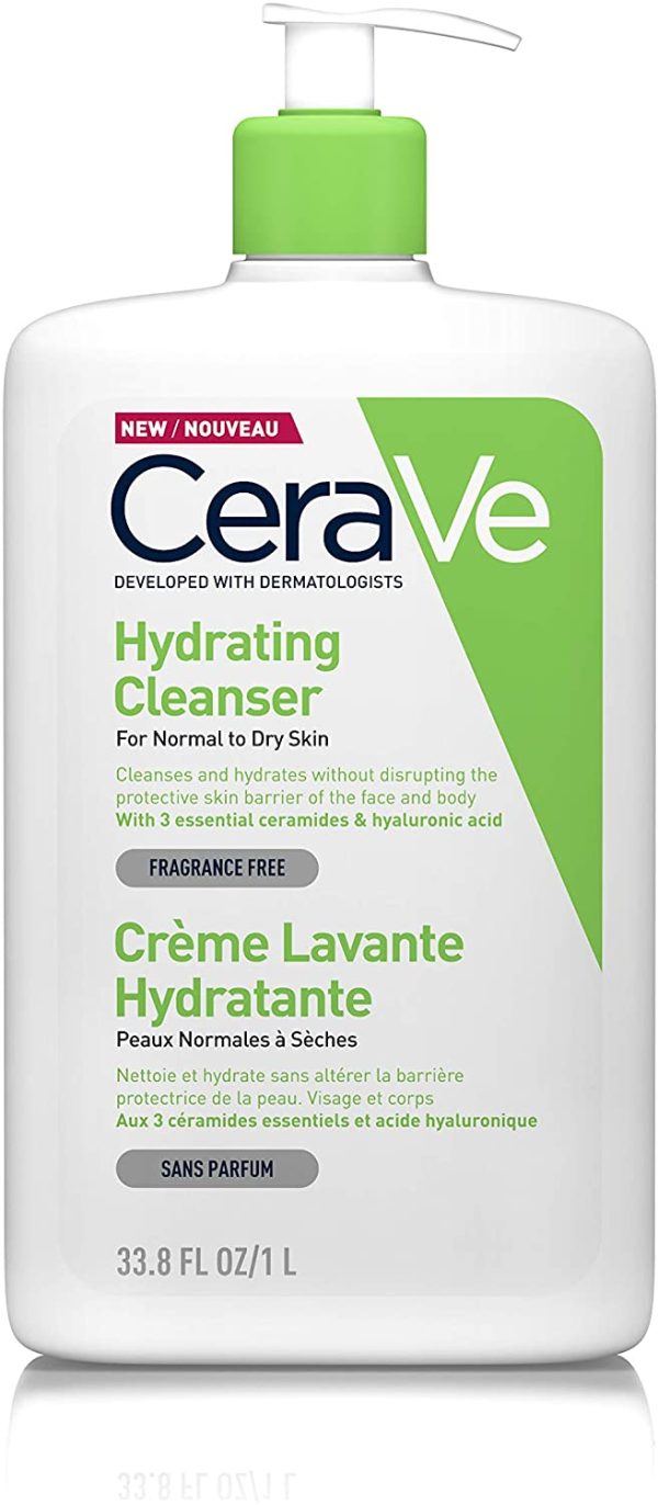 CeraVe Hydrating Cleanser | 1L/35oz | Family-sized Face, Body & Hand Wash with Hyaluronic Acid - Image 2