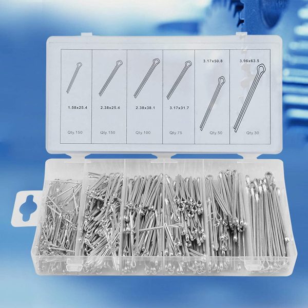 Cotter Pins, 555Pc/Set Zinc Plated Cotter Pins Mechanical Hitch Hair Tractor Fastener Clip Kit with Case, Steel Cotter Pin Clip Key Fastner Fitting Assortment Kit - Image 6