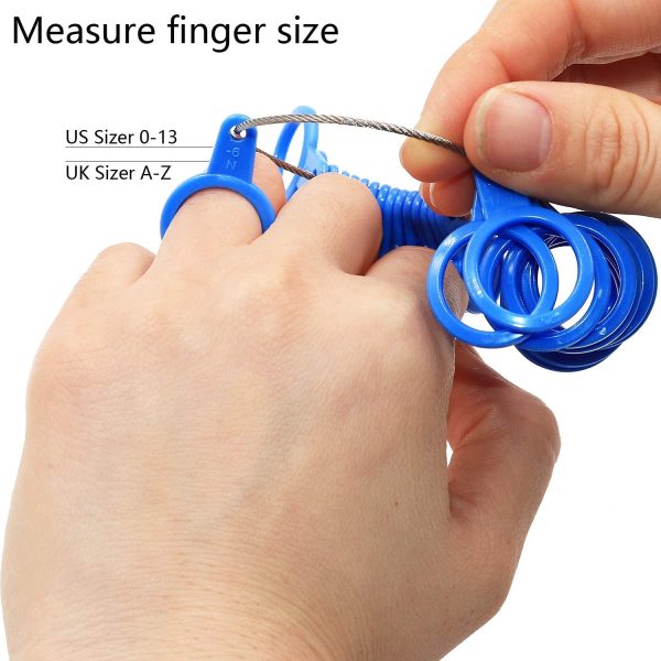 Ring Sizer Gauge Set UK A-Z US Finger Size Measurer Sizing Belt Measurement Scales Kit Tools for Measuring Rings Diameters Wedding Women Men Kids Plastic