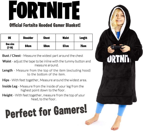 Fortnite Hoodie for Boys, Oversized Hoodie Sweatshirt Blanket, Super Soft Fleece Dressing Gown, Warm Comfortable Hooded Robe, Gifts for Gamers Boys Girls Teens 7-14 Years