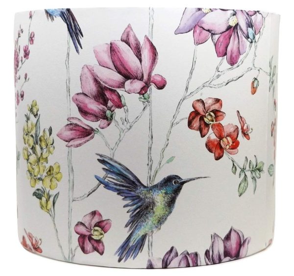 Bird Table Lamp Shade Ceiling Light Shade Hummingbird Floral Woodland White Duck Egg Pink Bedroom Accessories Gifts - Image 3