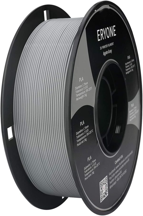 PLA Filament 1.75mm, 3D Printer Filament PLA, +/-0.03mm, 1kg(2.2lbs)/Spool, Agate Grey - Image 3