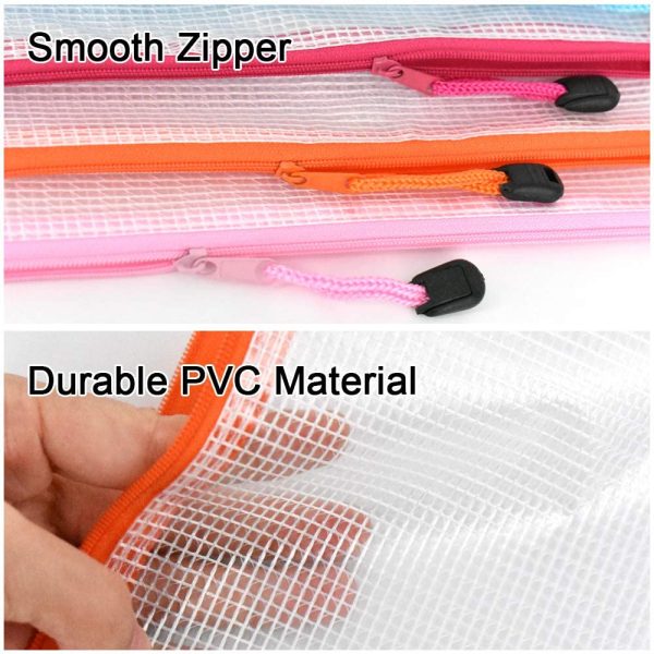 Clear Pencil Case Mesh Pencil Pouch, 12PCS Clear PVC Zipper Pencil Bag Plastic Wallet Folders Waterproof Travel Storage Pouch for Exams, Cosmetics, Stationery and Travel Accessories, 12 Colours - Image 2