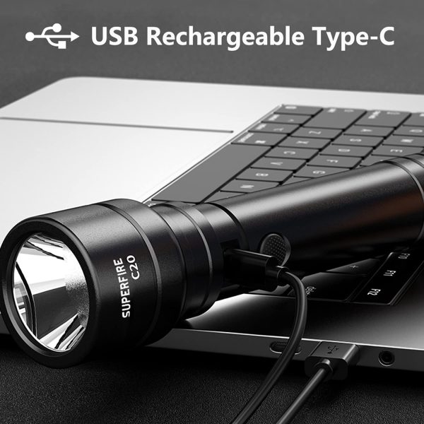 C20 Hand-Torch LED Super Bright 1100 Lumens Family Torch Rechargeable IP46 Waterproof Flashlight with 4800 mAh Rechargeable Battery, 6 Modes (Standard) - Image 3