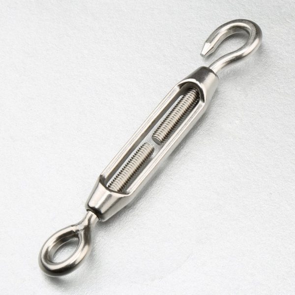 H&S 5x Turnbuckle Wire Tensioner Strainer M4 Stainless Steel Hook and Eye Rope Cable Tension Set Heavy Duty