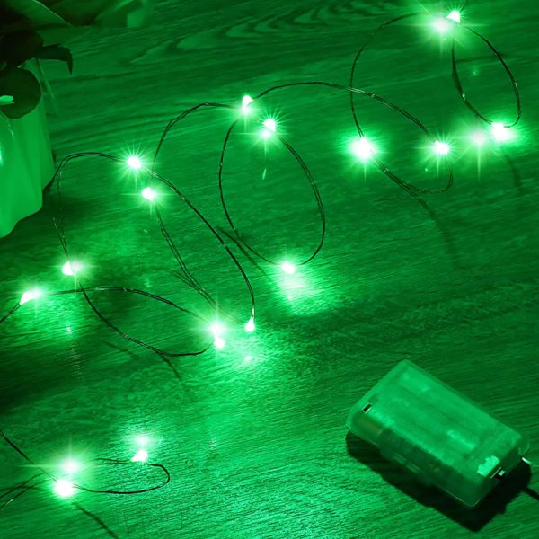 Mini St. Patrick's Day Fairy Lights Battery Operate, 1 Pack Copper Wire 3*AAA Battery Powered Led Starry Fairy String Lights for Bedroom, Christmas, Party, Wedding, Decoration(5m/16ft Green) - Image 3