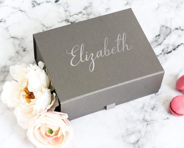 Personalised Gift Box with Name | Magnetic Shut Lid Box | Birthday Box Cursive Font - Image 4