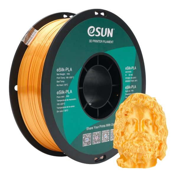 eSUN Silk Metal PLA Filament 1.75mm, Silky Metallic 3D Printer Filament PLA, Dimensional Accuracy +/- 0.05mm, 1KG Spool (2.2 LBS) 3D Printing Filament for 3D Printers, Silk Gold - Image 2