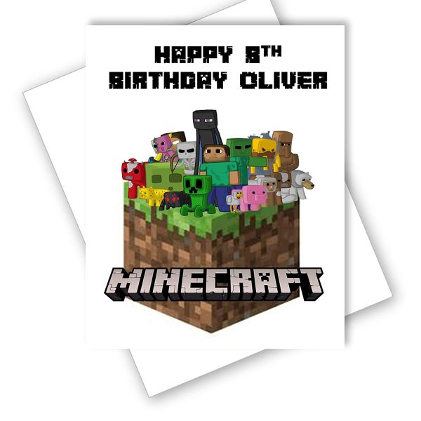 Minecraft Gaming Birthday Card Son Daughter Grandson Can Be Personalised Name Age