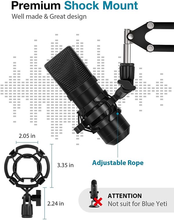 InnoGear Microphone Stand Set with Shock Mount, Mic Clip Holder, Pop Filter, Screw Adapter, Table Mounting Clamp, Five Cable Ties, Professional Recording Equipment - Image 3