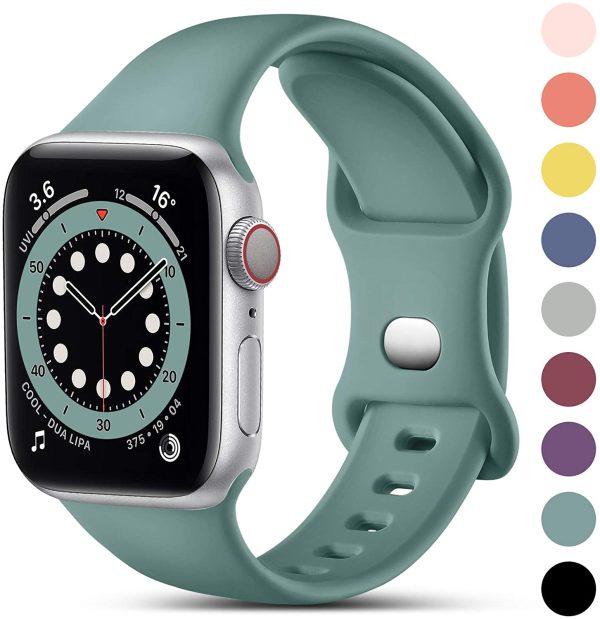 CeMiKa Compatible with Apple Watch Strap 38mm 40mm 41mm, Silicone Sport Band Replacement Straps Compatible with Apple Watch Series 7 6 5 4 3 2 1 SE/iWatch Strap, 38mm/40mm/41mm-S/M Pinegreen - Image 5