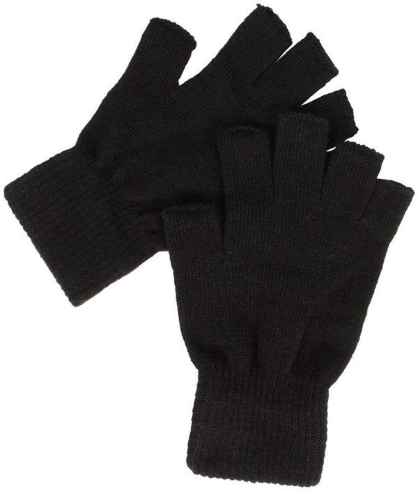 BLACK THERMAL FINGERLESS GLOVES