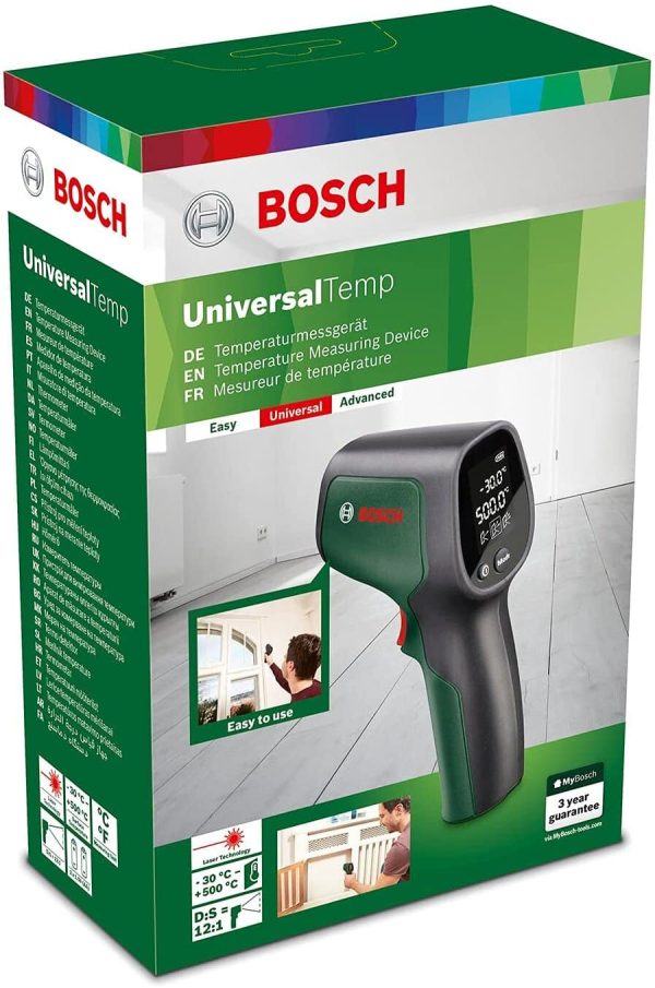 Bosch Infrared Thermometer UniversalTemp (Temperature Range: -30??C to +500??C, 2x Batteries, AA, in cardboard box)