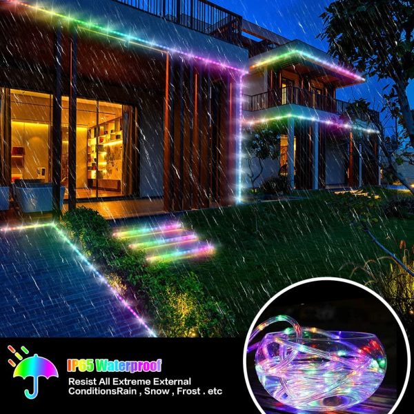 String Rope Lights , IP65 Outdoor Waterproof Fairy Lights with Remote Control &Timer 16 Colors & 12 Modes,15M /49 Feet Sensory Strip Lights for Garden, Bar, Party - Image 4