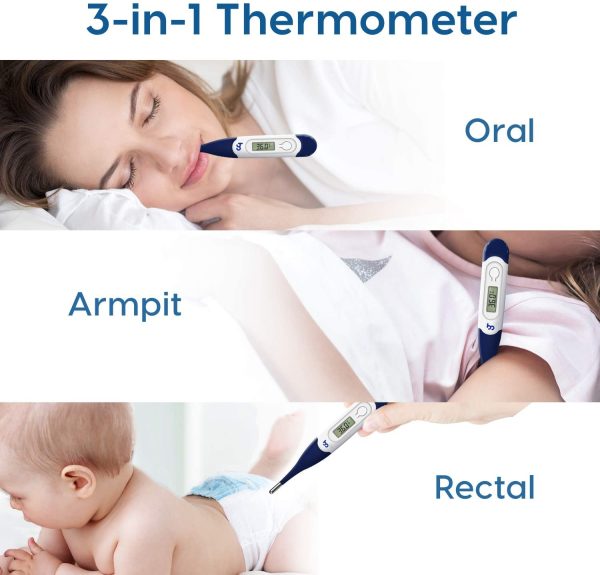 Femometer Thermometer for Adults Digital Thermometers with Flexible Tip, Fast Accurate Oral Body Thermometer for Adults Kids and Babies - Image 3