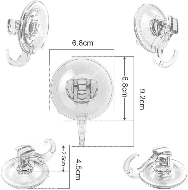 Hooks,  4 Pack Bathroom Wall Door Wreath Glass Window Hanging Suction Cups Sucker Hooks Kitchen Utensil Handbag Key Coat Towel Holder Hanger Heavy Duty Max Holding 3 KG - Image 2