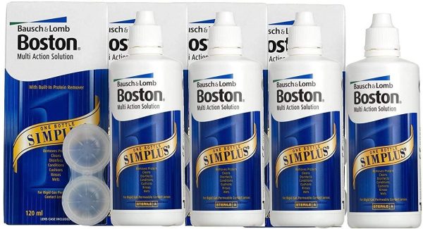 Boston Simplus Multi Action Solution 4 X 120ml - for Rigid Gas Permeable (RGP) Contact Lenses - Clean, Disinfect, Remove Protein, Condition, Cushion and Rinse Your Lenses - Contact Lens Case Included - Image 4