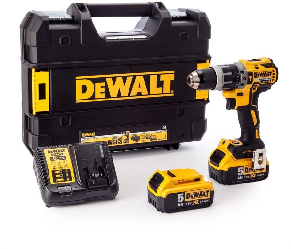 DEWALT DCD796P2-GB DCD796P2 Combi Drill 18V XR Brushless Compact Lithium-Ion (2 x 5.0Ah Batteries), 18 V, Yellow/Black, One Size & DT71563-QZ Combination Drill BIT Set 100 Piece Set - Image 6