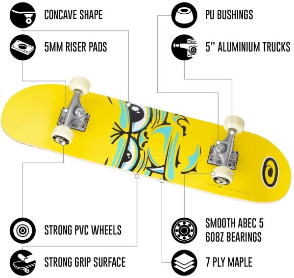 Osprey Kids Skateboard, 31 x 8 Inch Double Kick Skateboard for Beginners with Maple Deck, Boys & Girls, Multiple Designs - Image 5