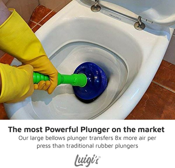 Luigi's - The World's Best Toilet Plunger | The Big, Blue & Green Unblocking Machine | Heavy Duty Unblocker with Unique Bellows Design | Clears & Unblocks All Toilets - Image 9