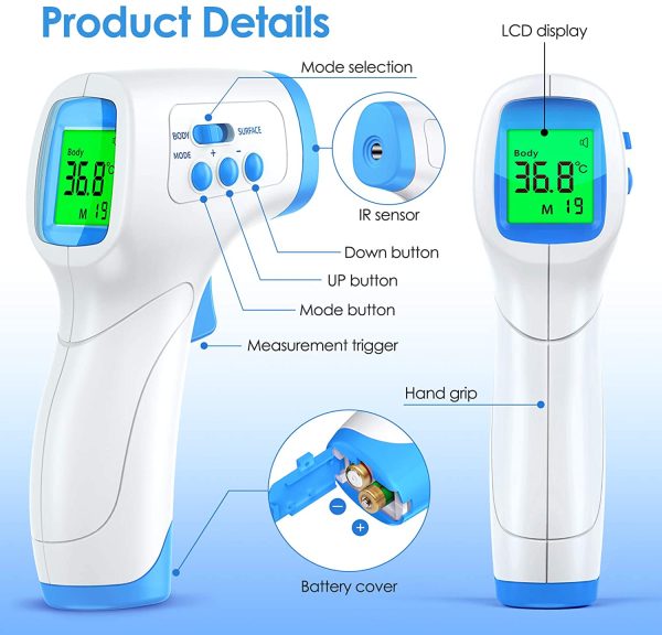 Infrared Forehead Thermometer for Adults, KKmier Professional Non Contact Thermometer Gun Body Temperature Checker, Digital Thermometer for Adults Kids Baby with 99 Readings Memory