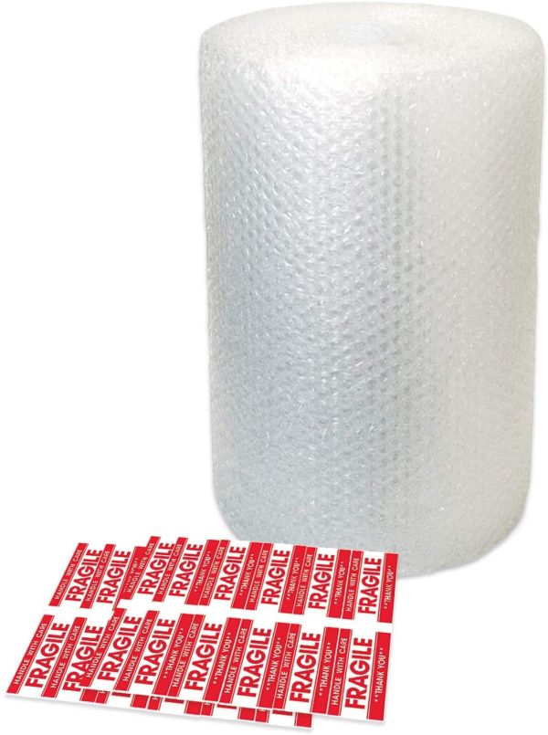 MERRIMEN Cushioning Bubble Wrap Rolls 300MM x 11M TOTAL AMOUNT - Small Air Bubble 300mm with 10 Fragile Stickers - Image 2