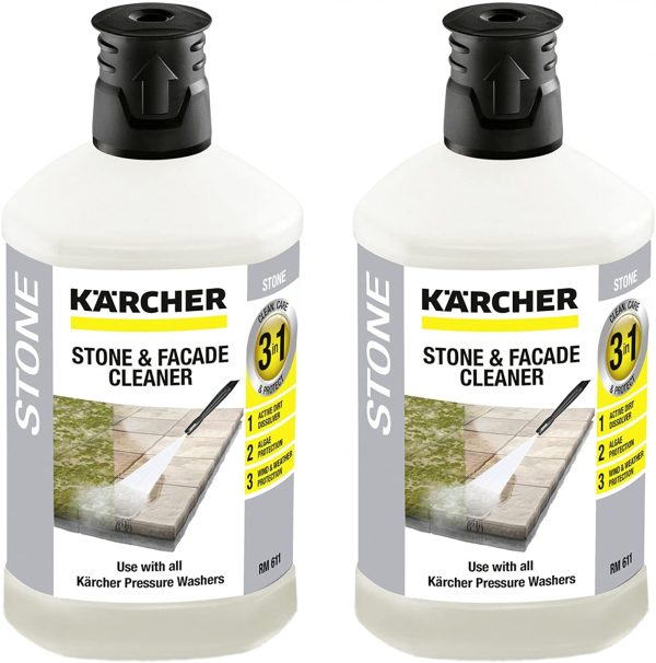 Karcher Genuine Stone & Facade Cleaner Plug 'n' Clean 3 in 1 Detergent (1 Litre, Pack of 2) - Image 3