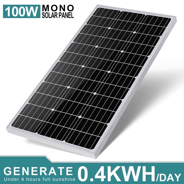 ECO-WORTHY 100 Watts Monocrystalline Solar Panel 12 Volts Applicable to Motorhome Caravan Camper Shed Boat Yacht Off Grid Solar System Backup Power - Image 2