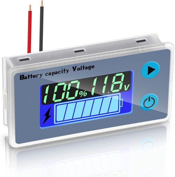 Multifunction LCD Battery Monitor, 10-100V Digital Battery Capacity Tester, Percentage Level Voltage Temperature Switch Meter Gauge LCD Display Marine RV Battery Power Indicator Panel - Image 7