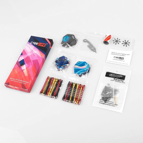 CyeeLife-Dart Accessories kit,36 Dart Flights+18 Aluminium Shafts+Sharpener+Dart Tool+100 Rubber Rings+16 Flight Protectors - Image 7