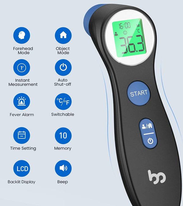 Femometer Forehead Thermometer for Adults Kids, Non Contact Infrared Thermometer, Digital Baby Thermometers Body Temperature Thermometer (Black) - Image 6