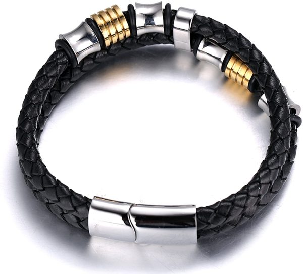 HALUKAKAH Kids ?? Honor Junior ?? Boy's Genuine Leather Bracelet 6-12 Y/O. Titanium Honor Gold Beads Golden Magnetic Clasp Size Adjustable 18-19.5cm with Free Giftbox - Image 5