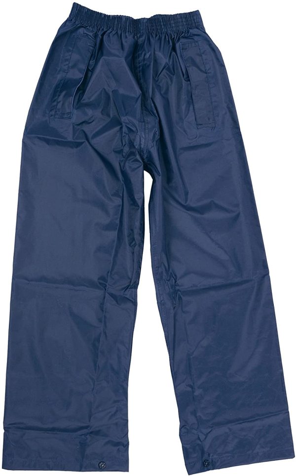 DRY KIDS Childrens Waterproof Over Trousers. Boys and Girls Rainwear for Outdoor Play