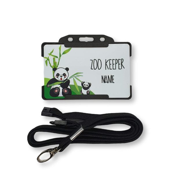 Personalised Children's Novelty ID Card & Lanyard - Zoo Keeper - Panda - Role play - Pretend Play - Imaginary Play