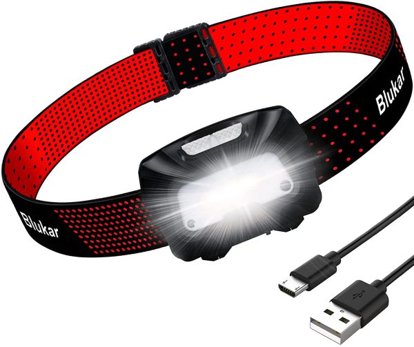 Head Torch Rechargeable, Super Bright LED Headlamp Headlight with Motion Sensor Control, Red Warning Light Function, 6 Lighting Modes, Long Battery Life -IPX5 Waterproof for Camping,Hiking etc - Image 3